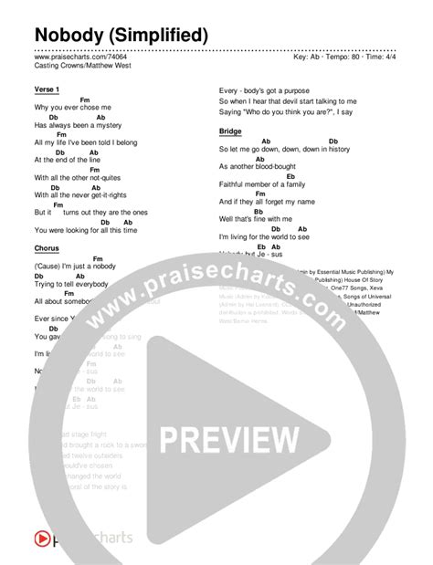 no body chords|nobody by casting crowns chords.